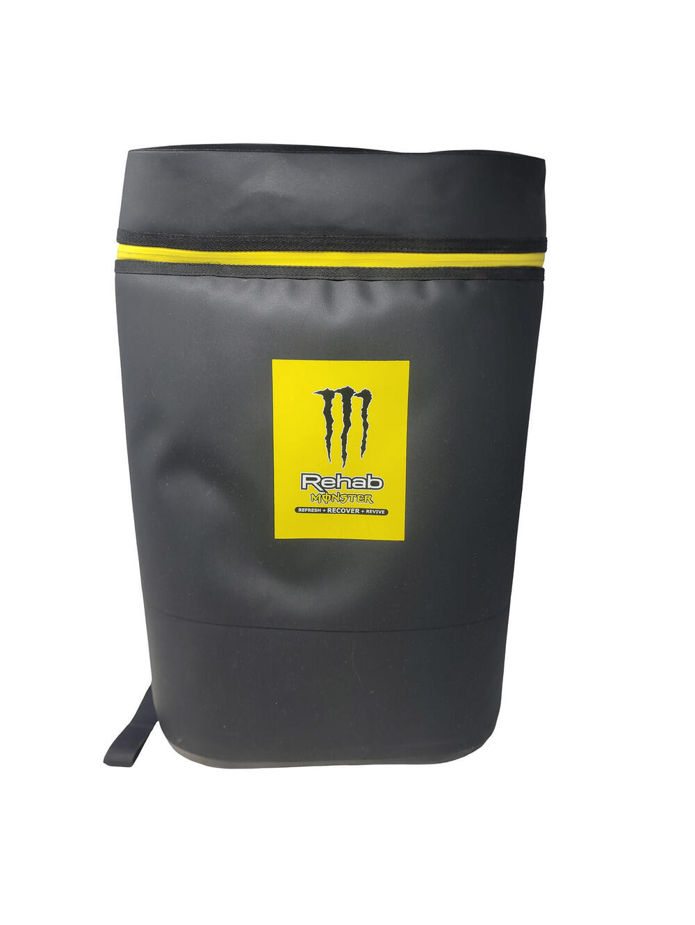 Monster Rehab Energy Drink Insulated Cooler Backpack Black Yellow Soft Sided Bag